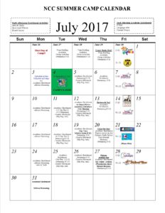Read more about the article Summer Camp 2017 Schedule