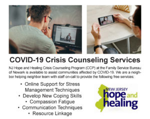 Read more about the article Free COVID-19 Crisis Counseling Services Available to Residents of Bergen, Essex, Hudson and Passaic Counties