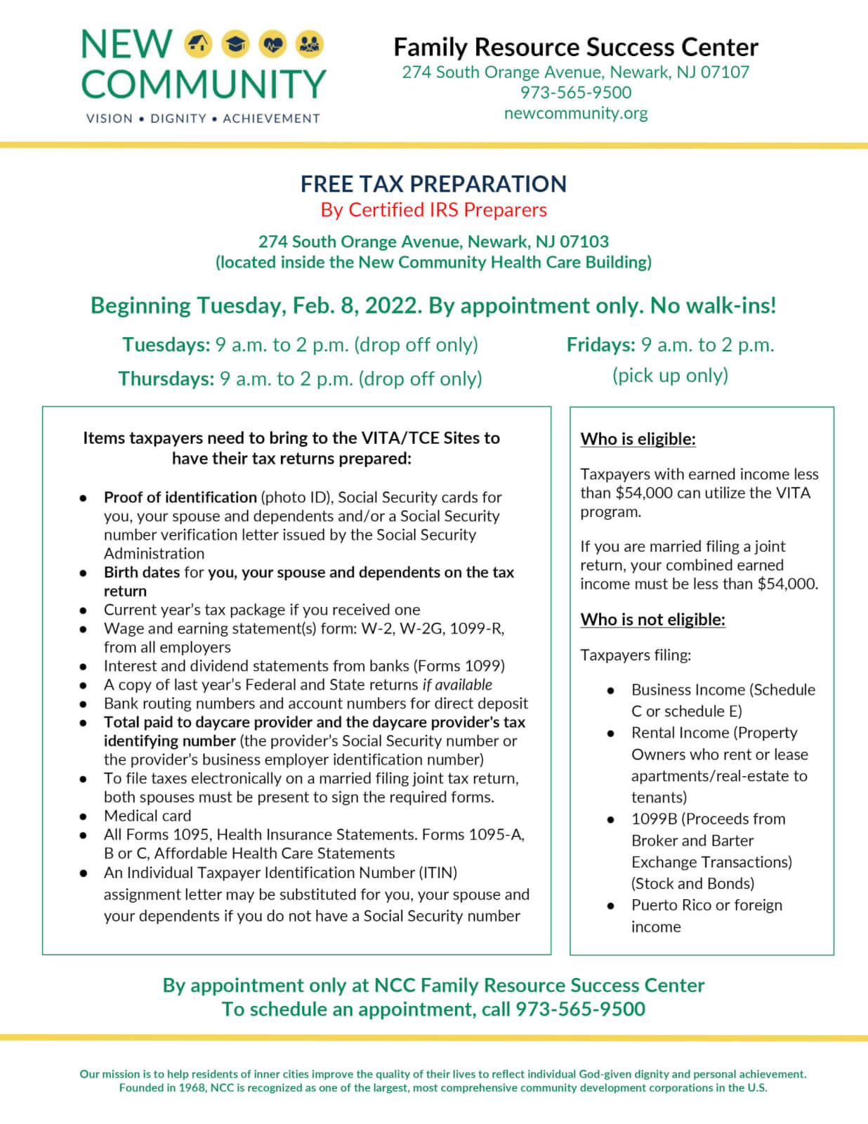 Read more about the article Free Tax Prep (drop off by appointment only)