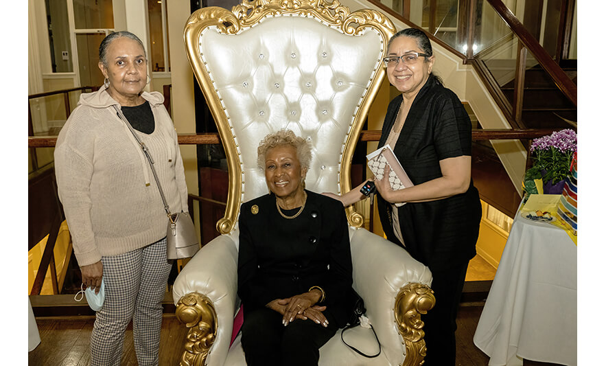Madge Wilson 89th Birthday 4-12-2022 Linda Studivant Madge Wilson and Jeanette Morales for web