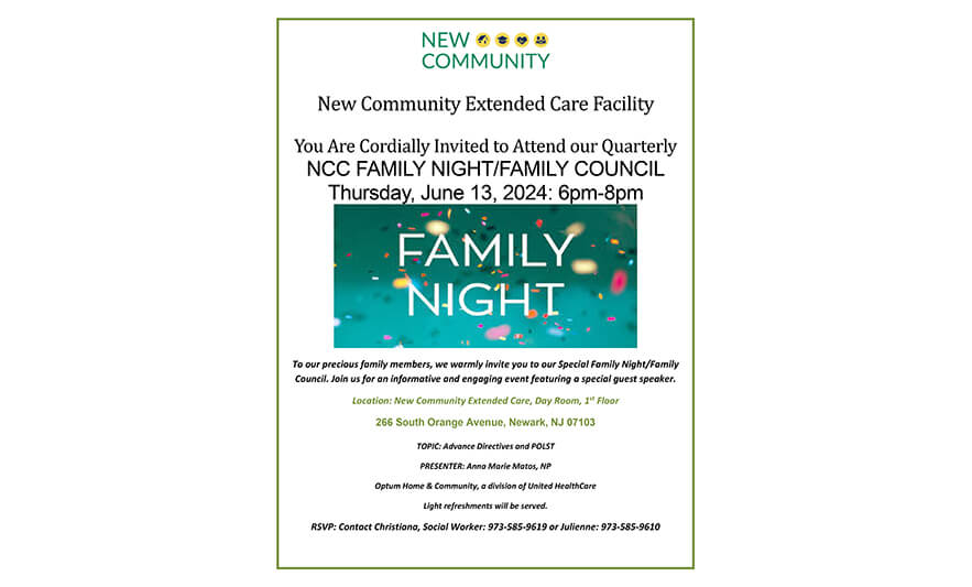 Read more about the article NCC Family Night/Family Council at Extended Care